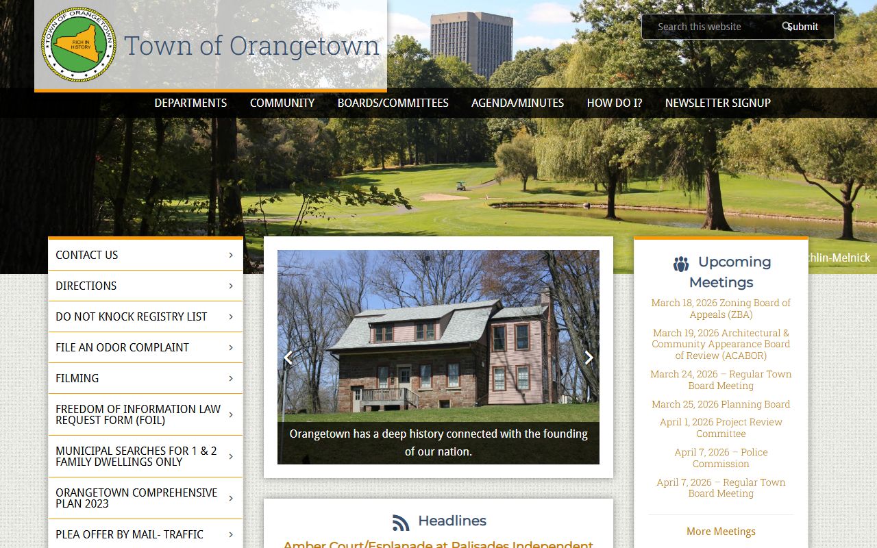 Orangetown Town Court official website for civil court records