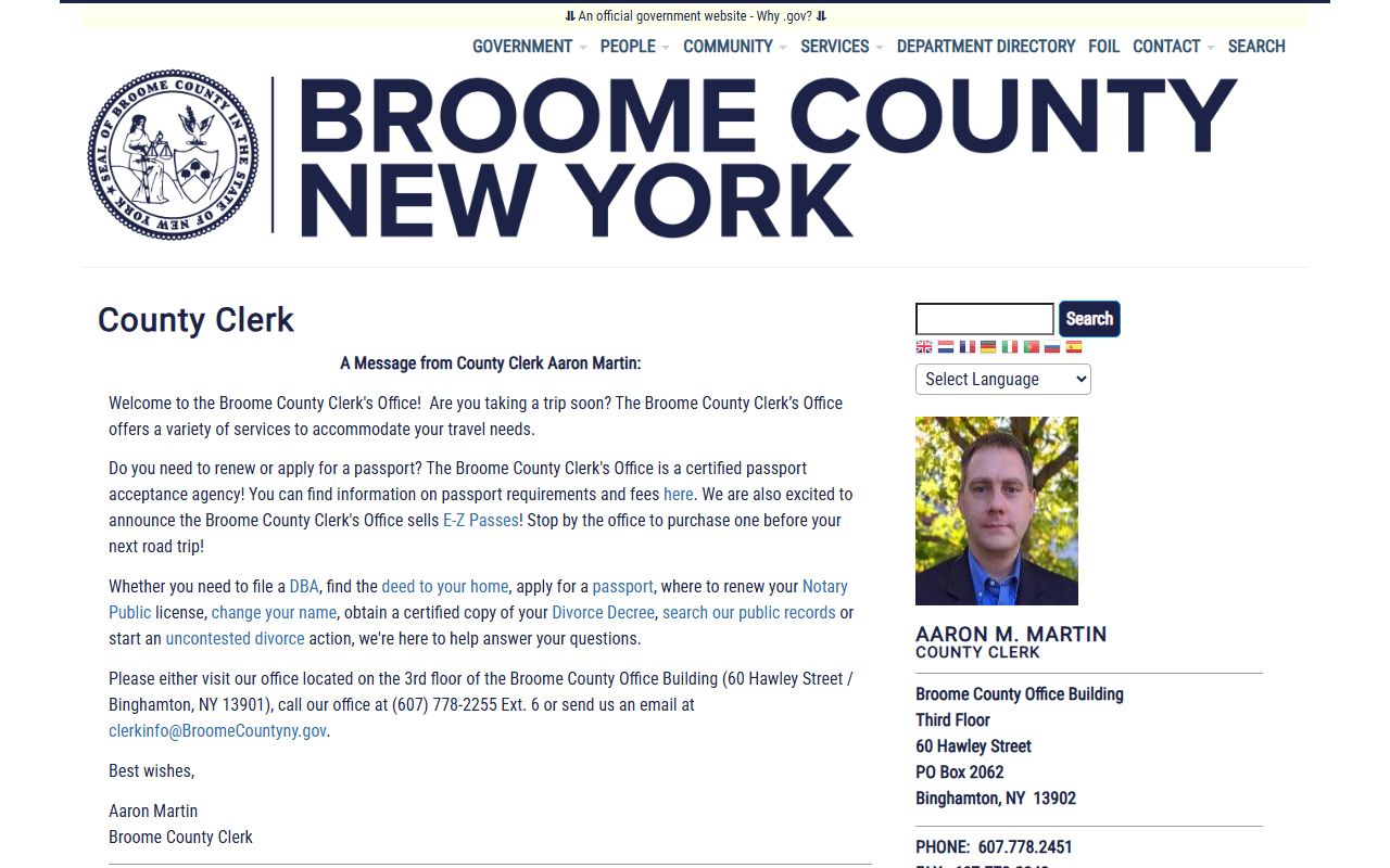 Union civil court records - Broome County Clerk court records page