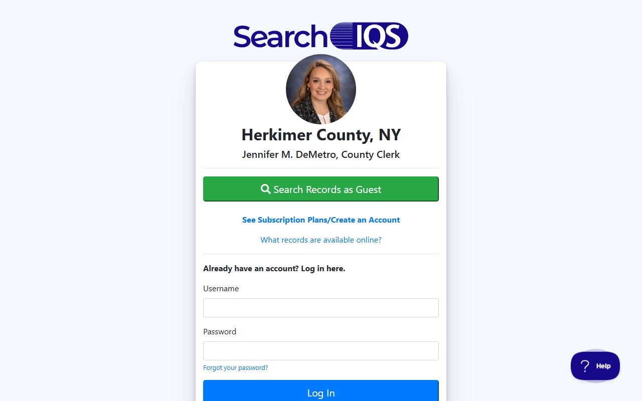 Herkimer County civil court records search portal on SearchIQS
