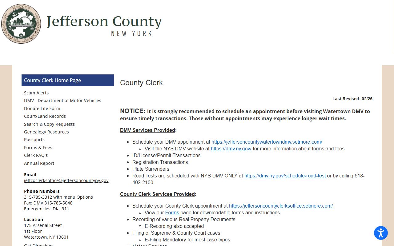 Jefferson County Clerk official website for civil court records access