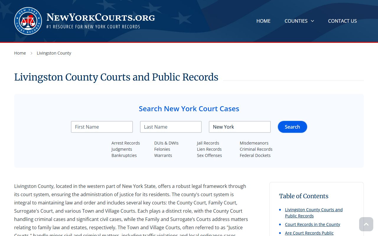 Livingston County civil court records and case search portal