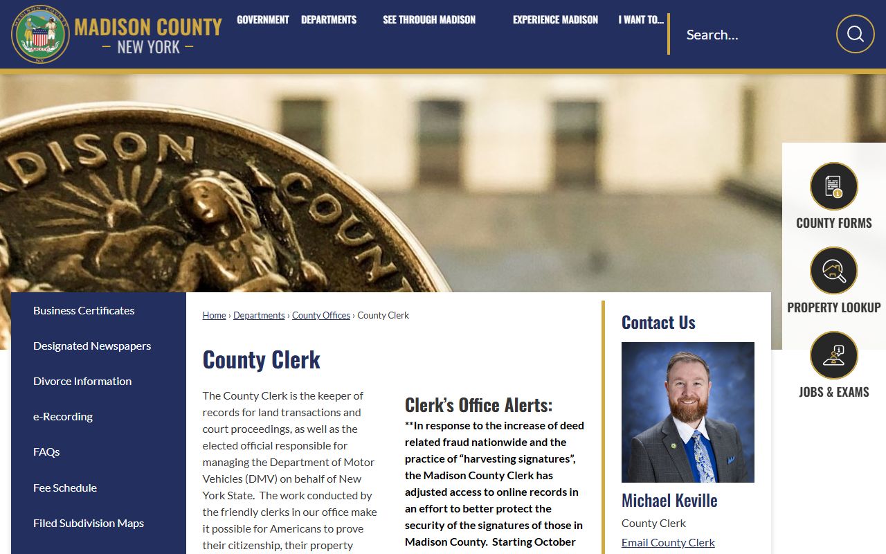 Madison County Clerk official website for civil court records