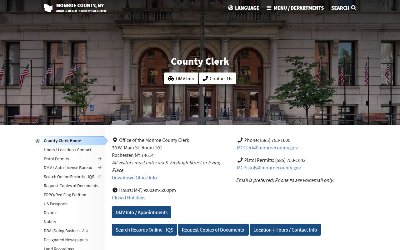 Monroe County Clerk official website for civil court records