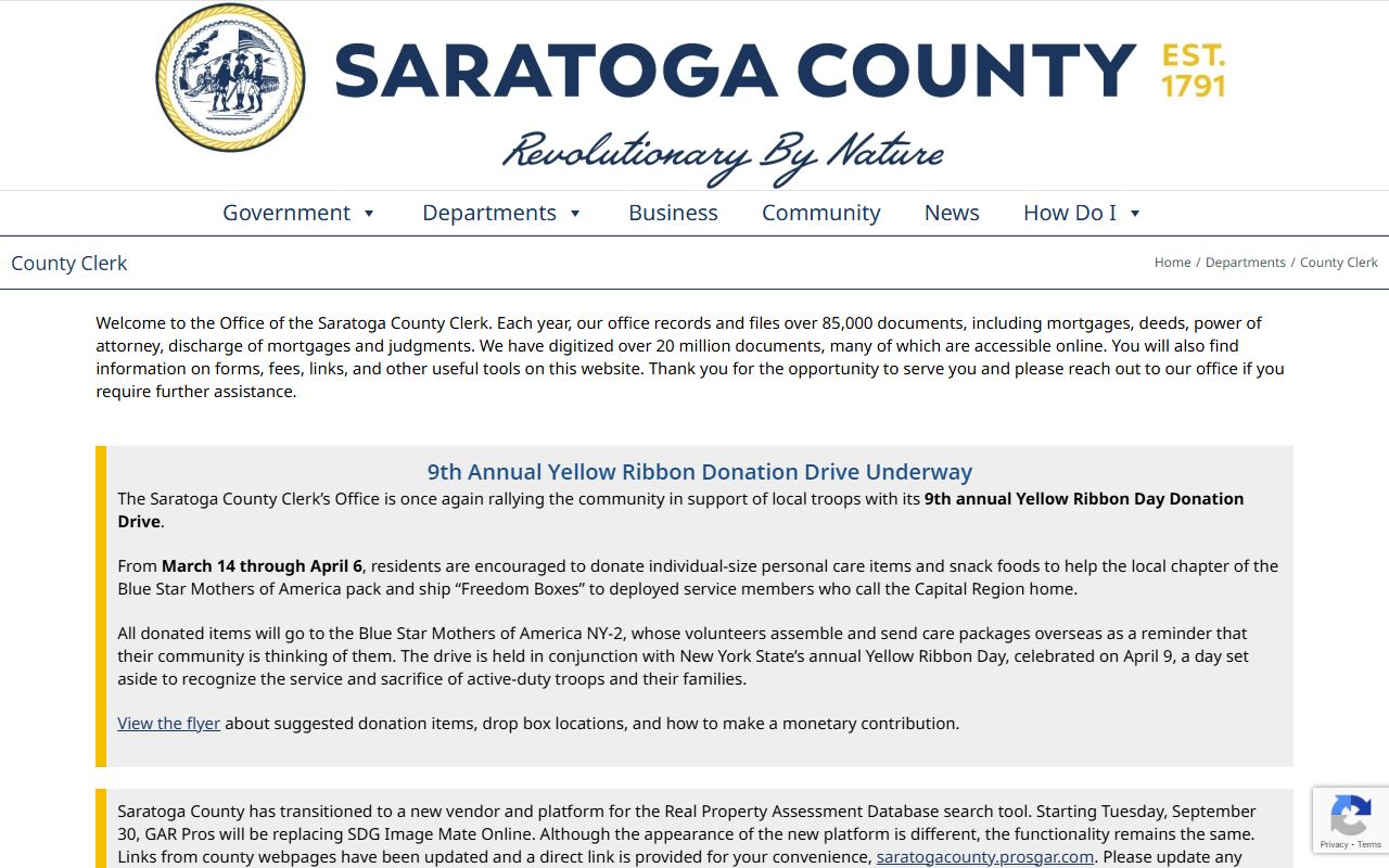 Saratoga County Clerk official website for civil court records