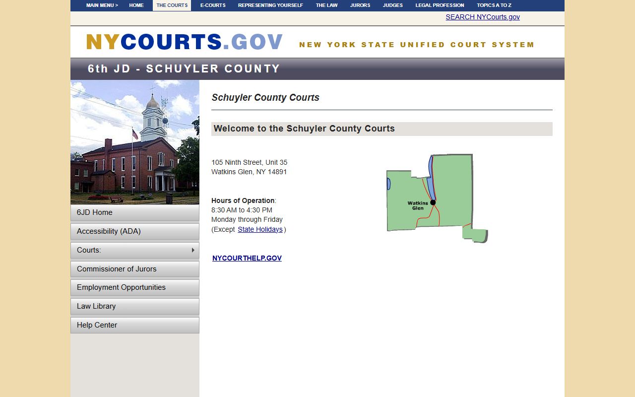Schuyler County civil court records on NYS courts website