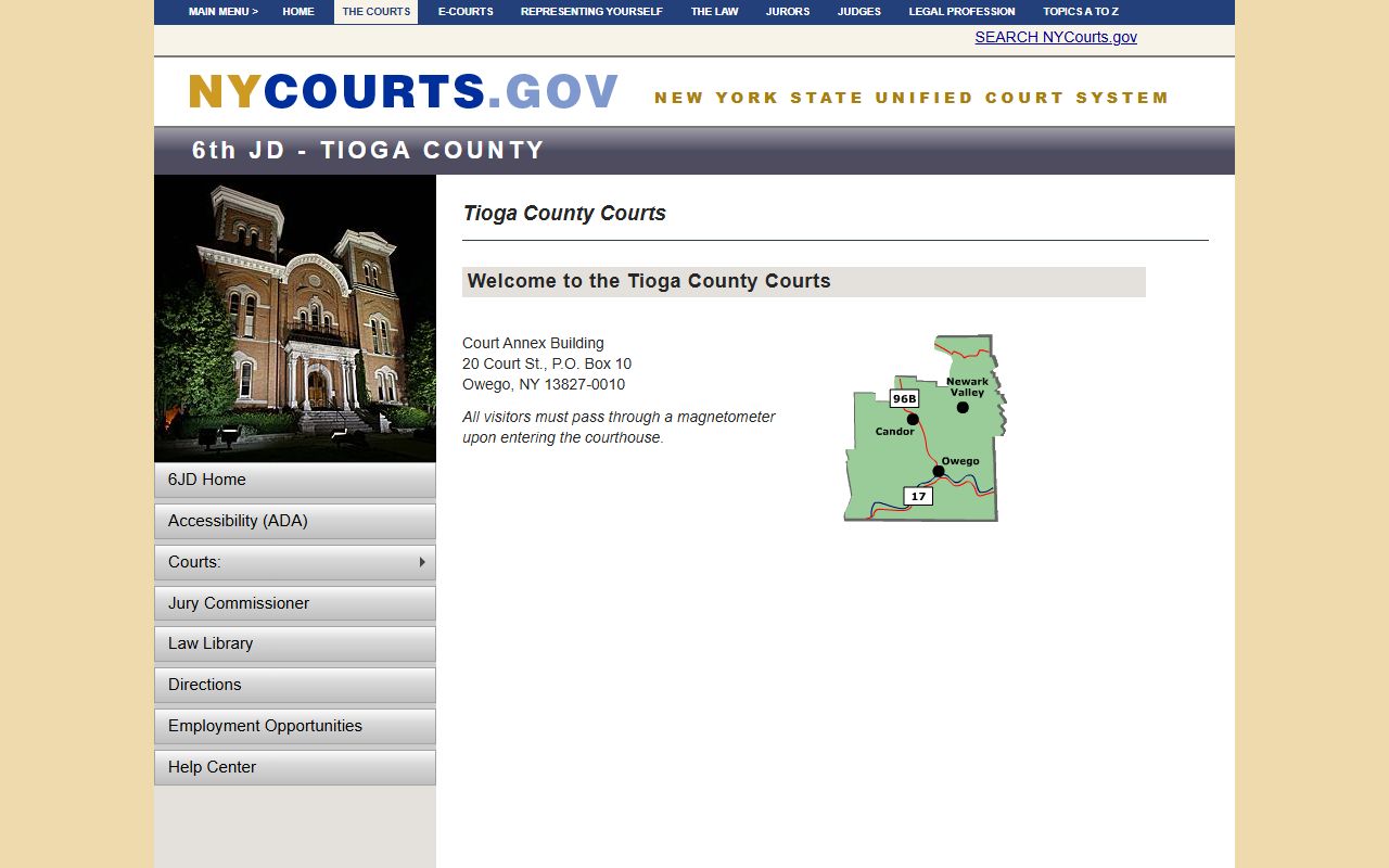 New York State Courts Tioga County civil court records information