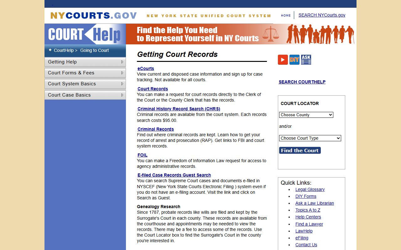 NY CourtHelp guide for getting New York civil court records